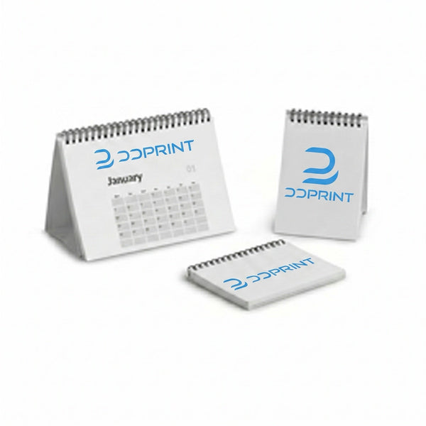 Calendrier de bureau à reliure Wire-O et support dépliable